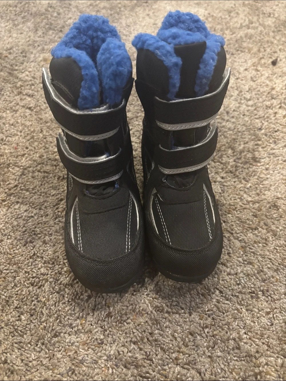 Toddler Black and Blue Winter Boots - Cozy Fleece Lining